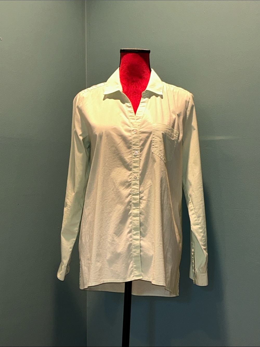 J. Jill Pale Green Button-Up Long Sleeve Blouse Size Medium
